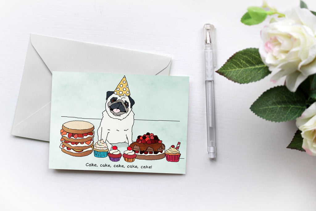 Birthday Cake {Pugs Love Riri} Greetings Card