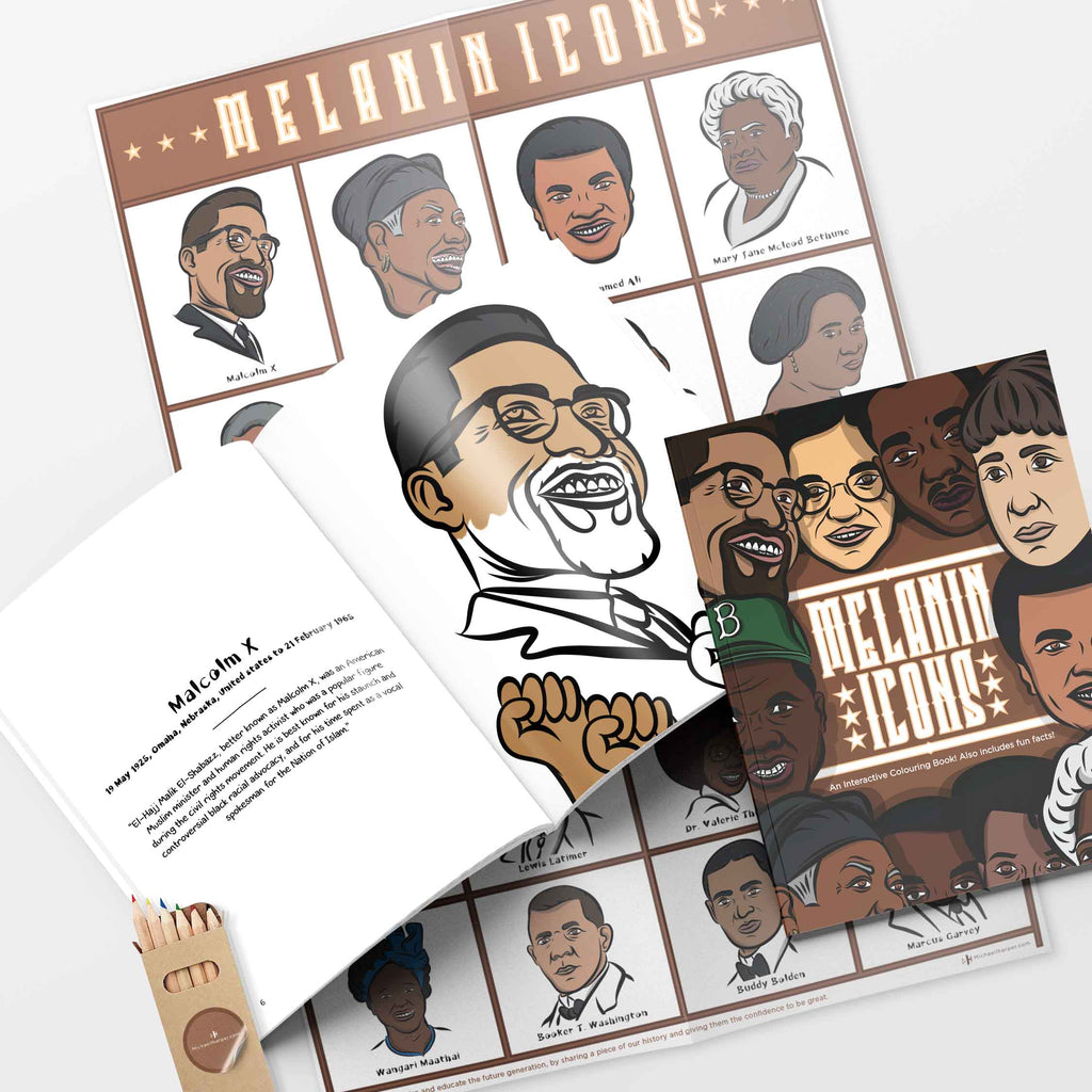 Melanin Icons Colouring Book, Poster And Pencils