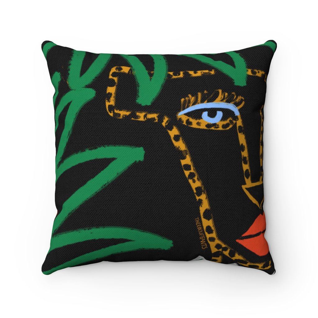 Jungle Mood Cheetah In Black Square Pillow